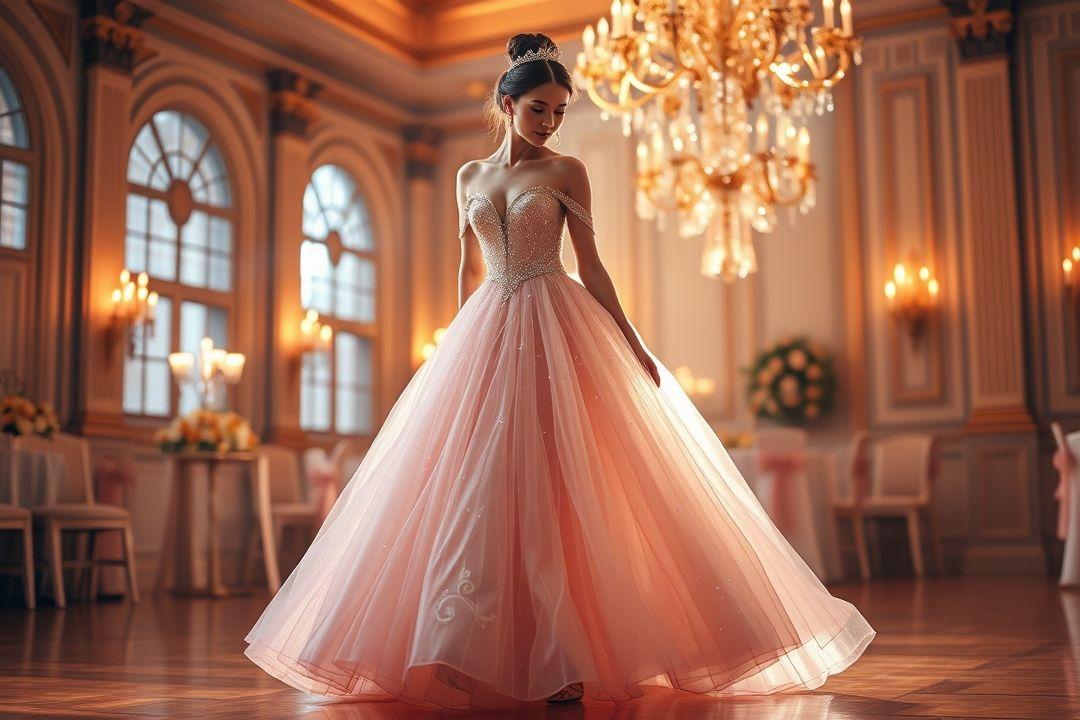  Длинное бальное платье с тяжелой юбкой, красного цвета и длинными рукавами