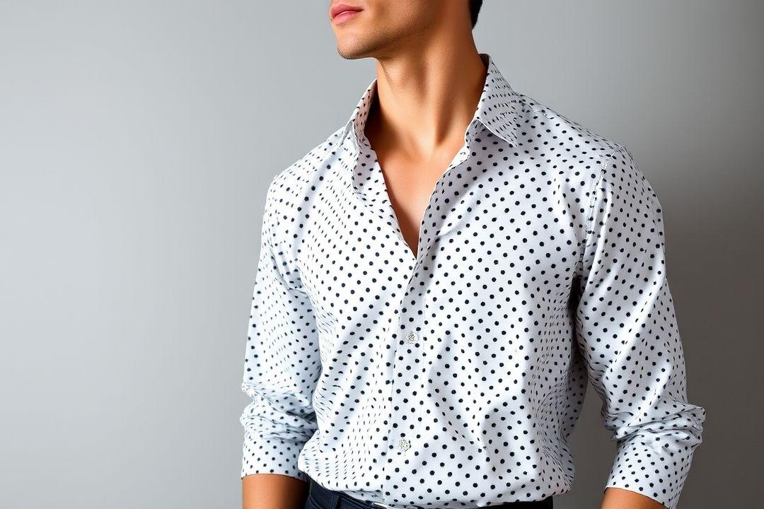  Платье-рубашка с асимметричным подолом, черный полкадот print