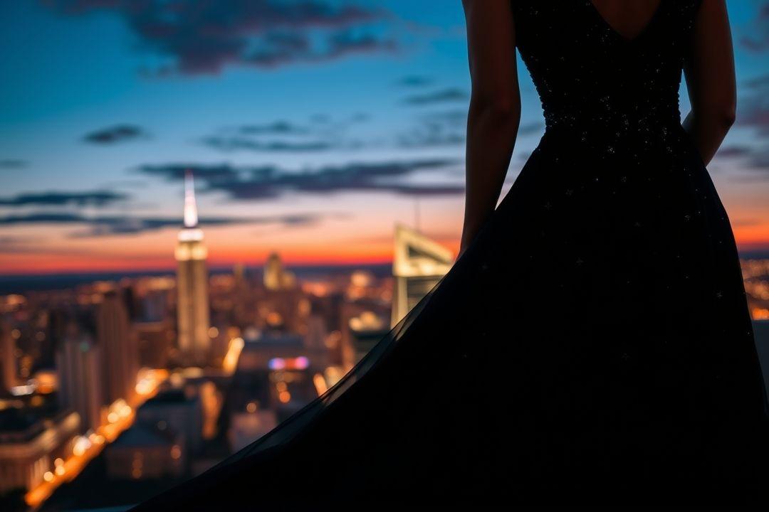 Платье с пышной юбкой из tulle, на фоне вечерней вечеринки