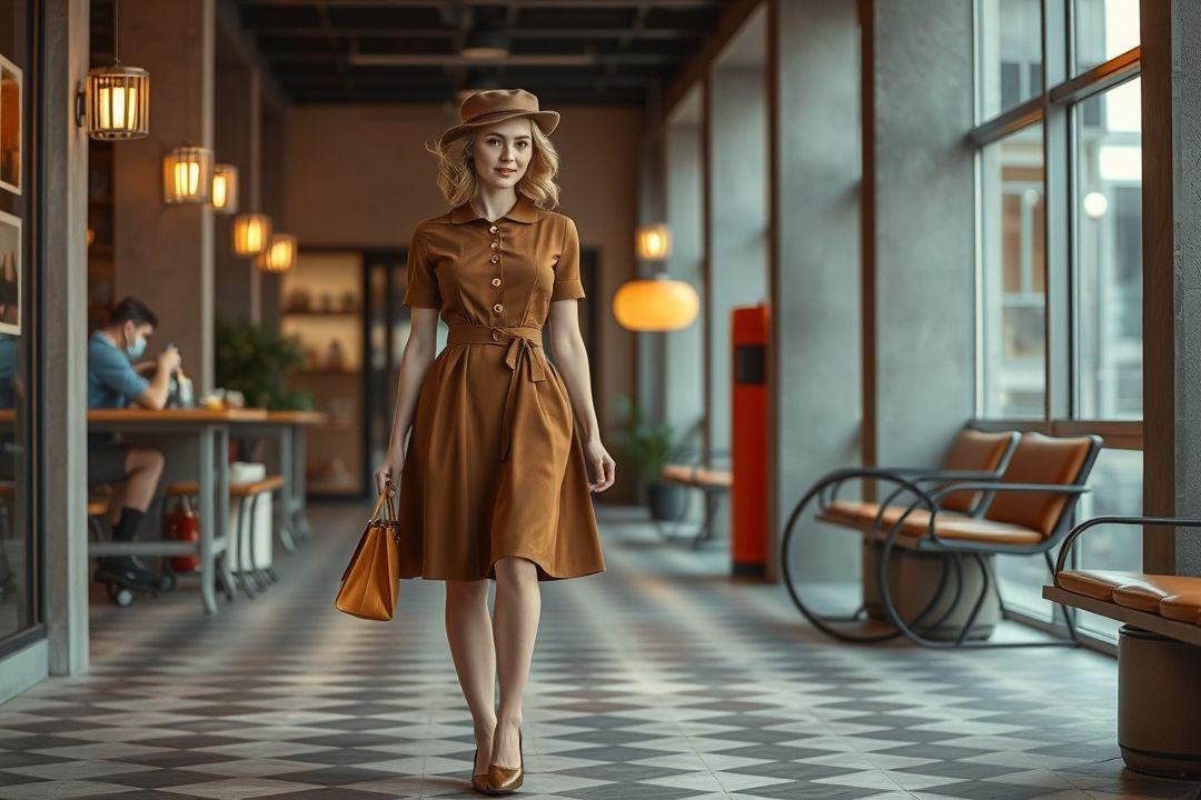 Платье с цветочным узором из штапеля, базовый кофейный цвет