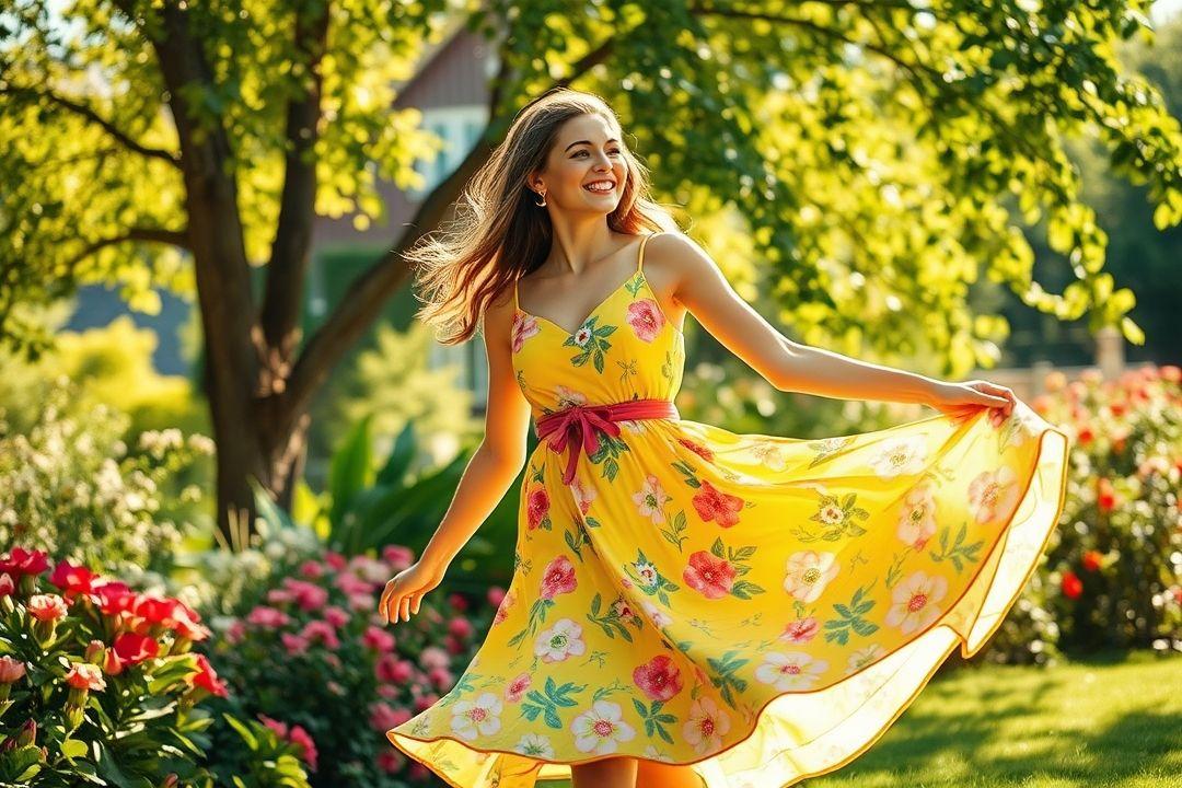 Летнее платье с цветами на темном фоне и разрезами