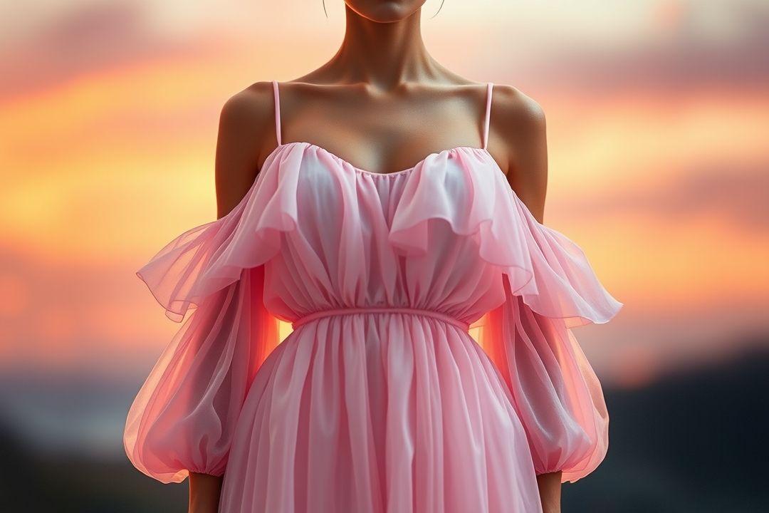  Платье с объемными 3D-элементами и яркими акцентами