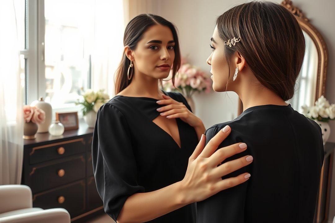 Маникюр с черным платьем, ногти с мраморным эффектом