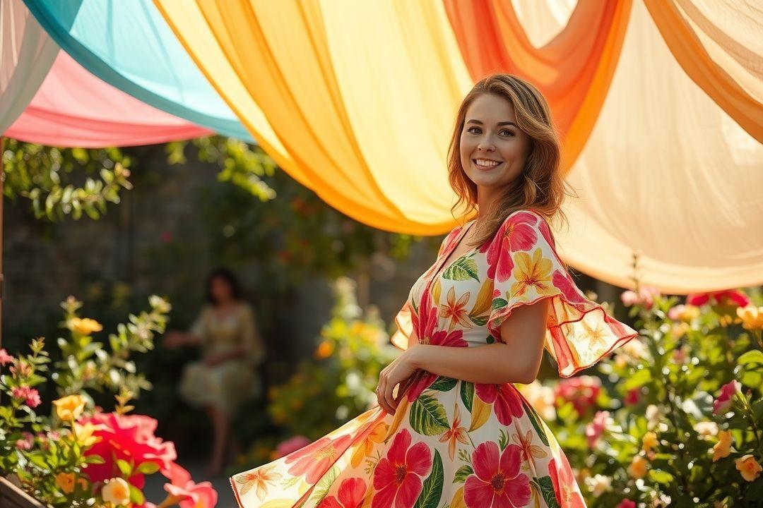  Платье-рубашка с глубоким V-вырезом и ярким полкадот узором