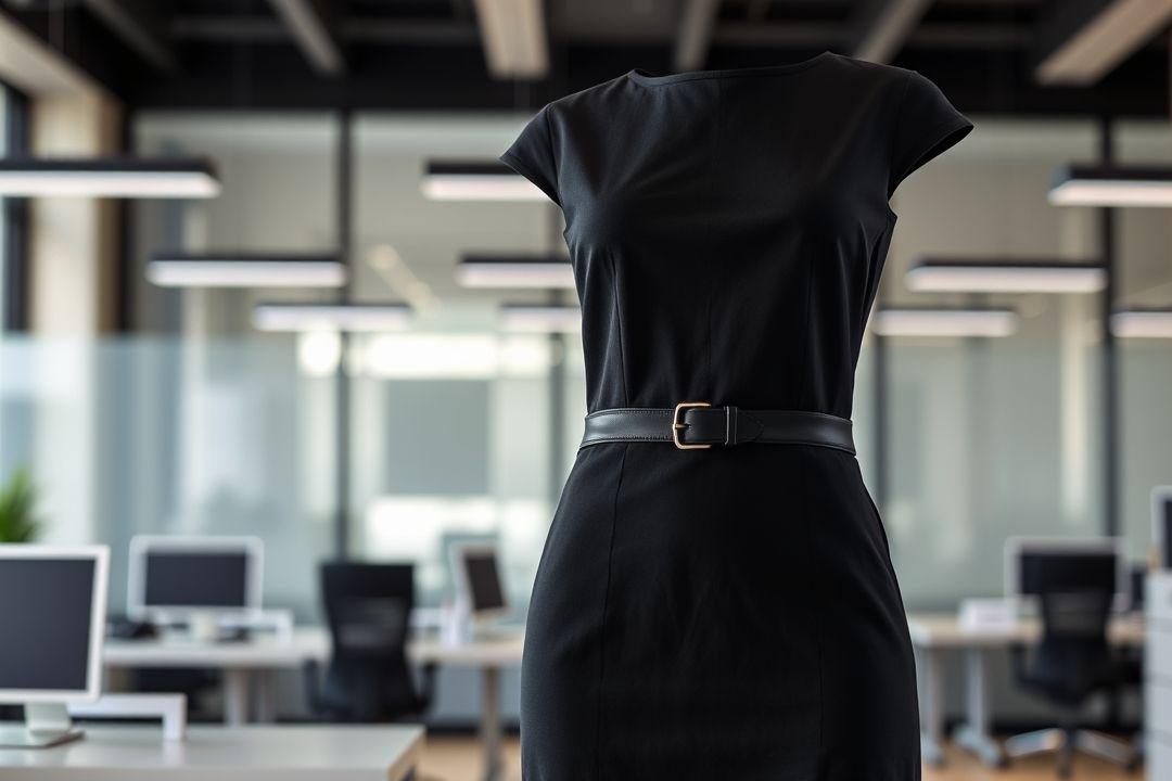  Платье с длинными рукавами и поясом на осеннем фоне