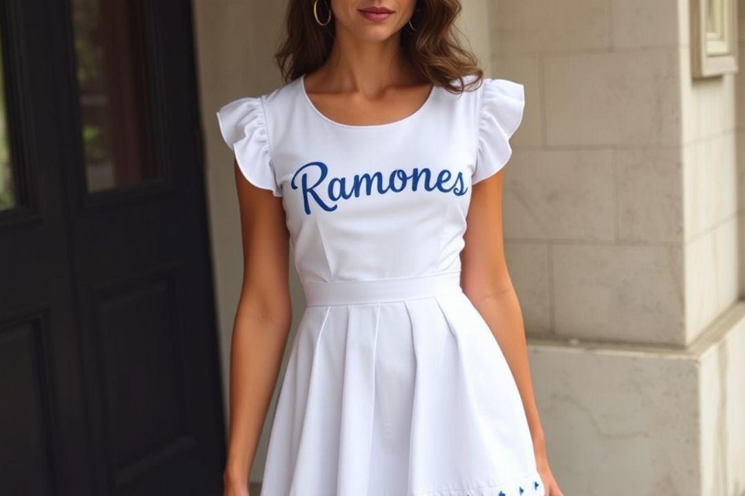 Бело-синее платье с символами Ramones