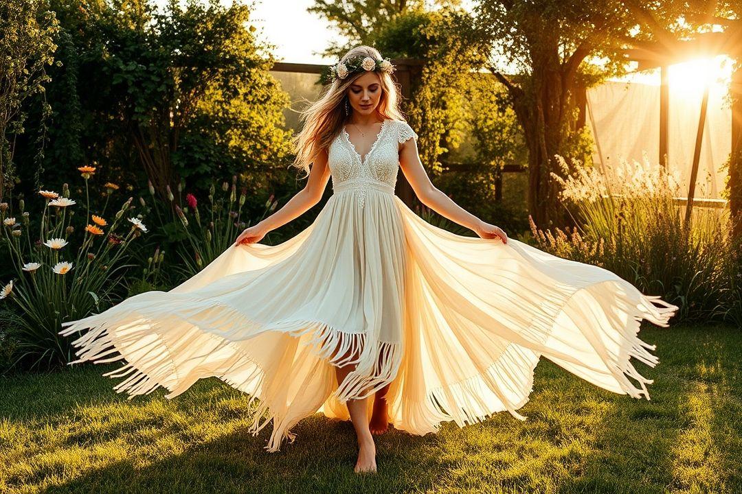  Легкое свадебное платье с цветочным принтом и коротким рукавом.