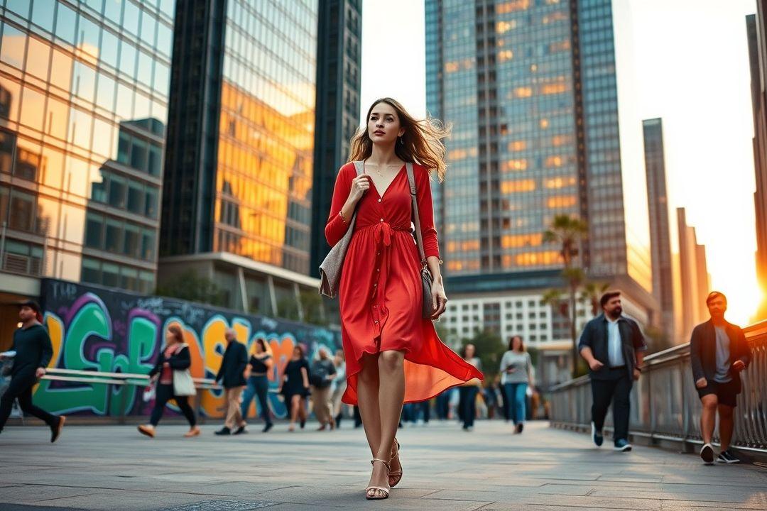 Платье в клетку, с карманами, осенняя атмосфера, опавшие листья
