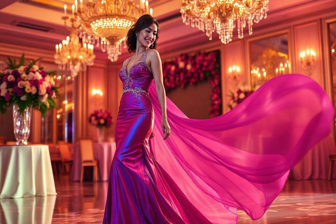 Праздничное платье макси из нежного шифона в светло-розовом цвете с рюшами