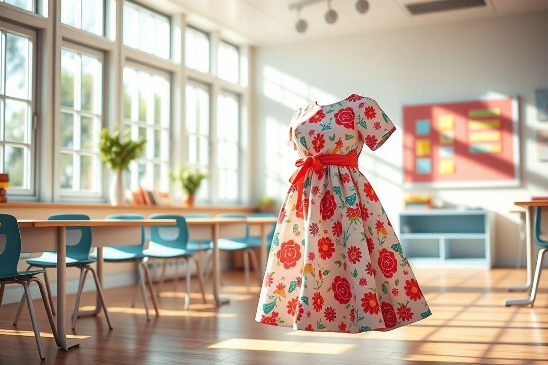 Школьное платье для полных, с вышивкой и мягкой тканью