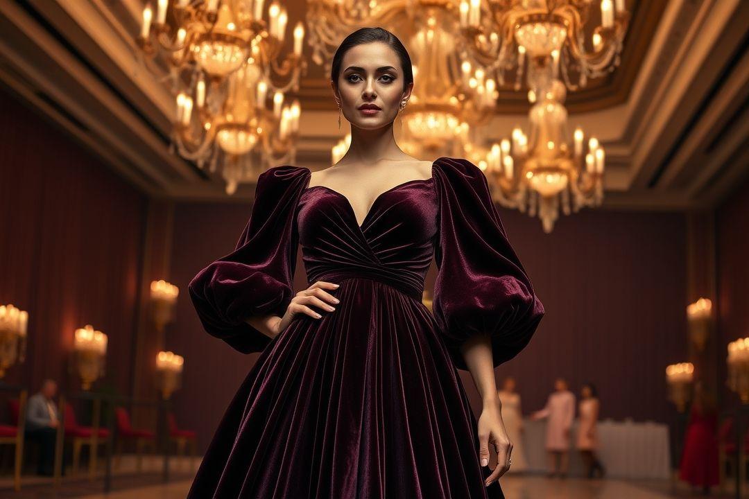 Платье из объемной ткани с лифом и пышной юбкой